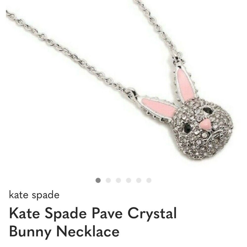 NWT Kate Spade Silver Bunny Necklace with Pink Ears
